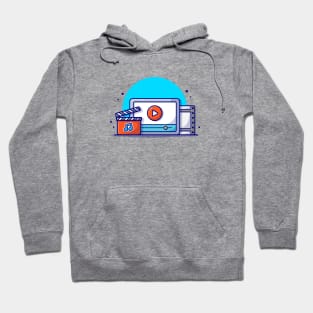 Streaming Music Video with Play Button and Note of Music Cartoon Vector Icon Illustration (2) Hoodie